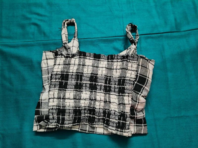Preety New Balck And White Padded Crop Top