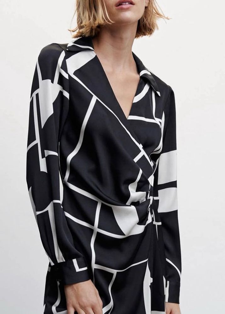 Geometric Print Wrap Dress