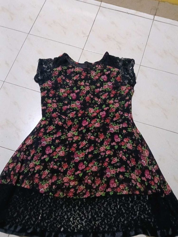 Floral Print Lace Dress
