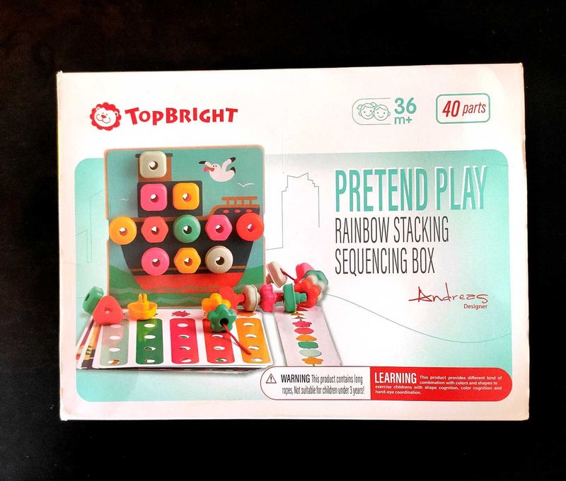 TOPBRIGHT Rainbow Stack &amp; Lacing Button Peg Board