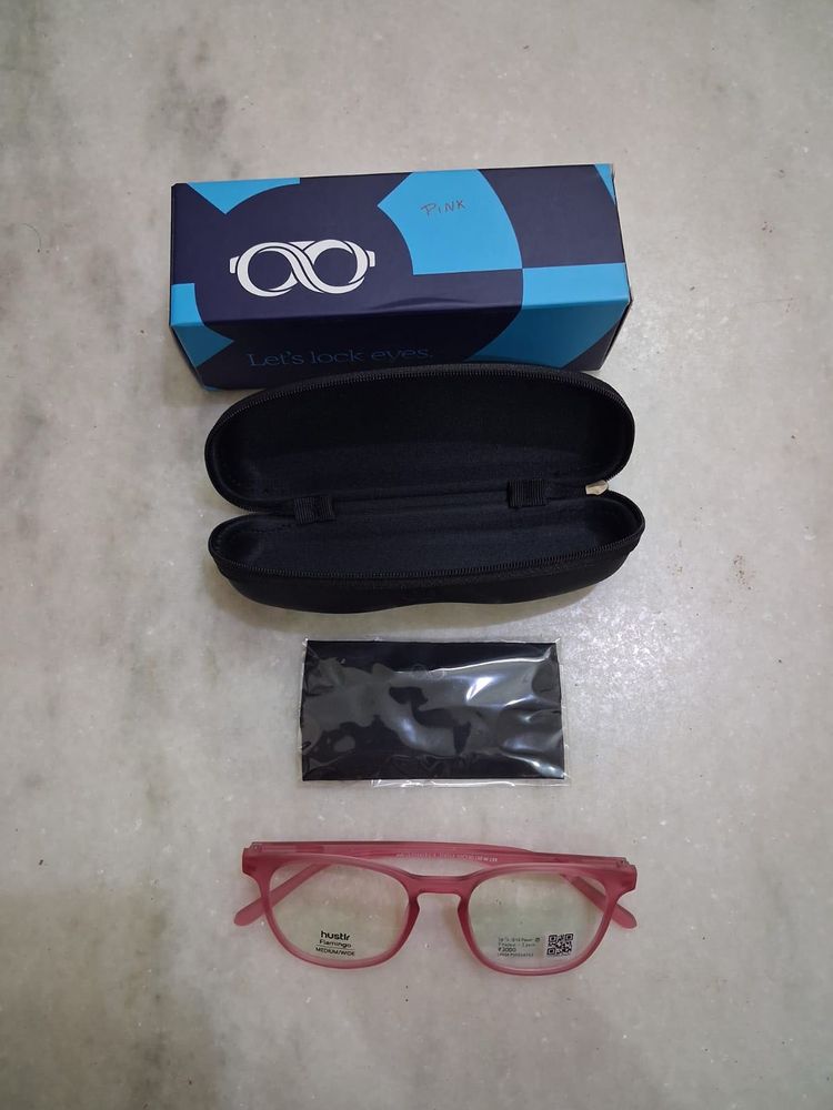 New Stylish Pink Eyeglasses with Case