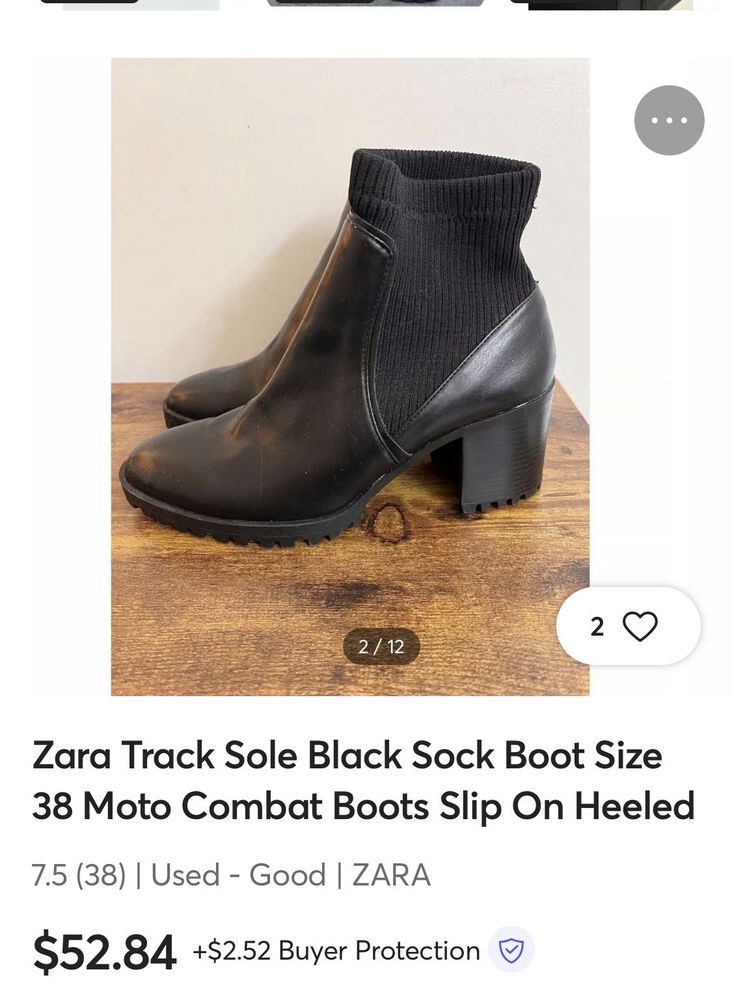 Zara Black Track Sole Ribbed Socks Combat Boots