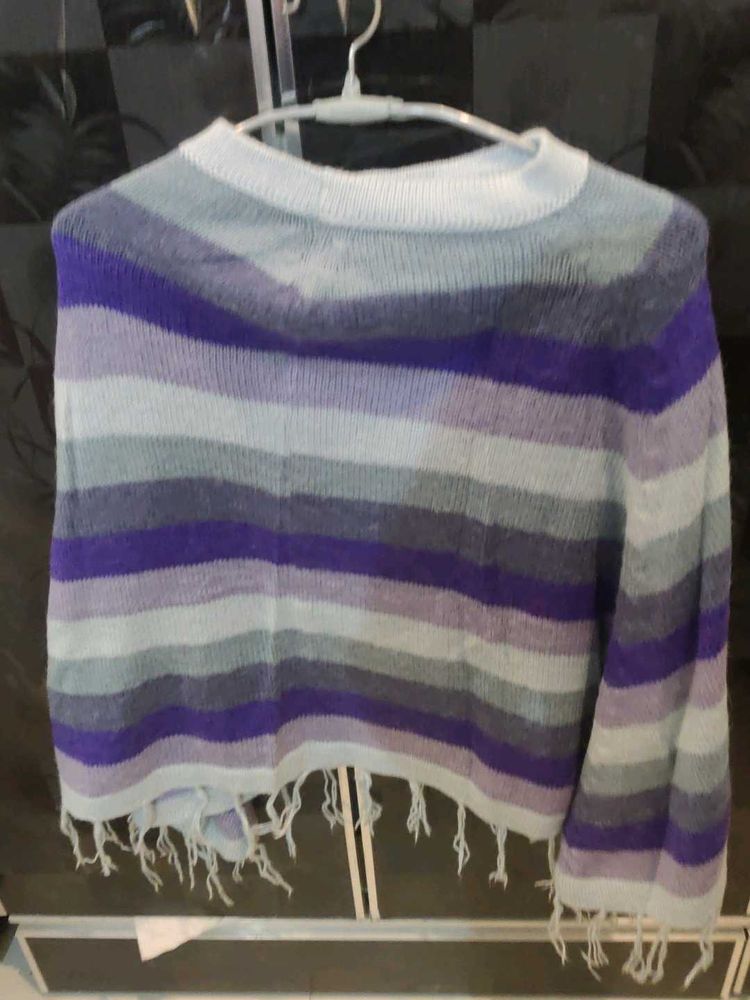 Striped Fringe Knit Sweater