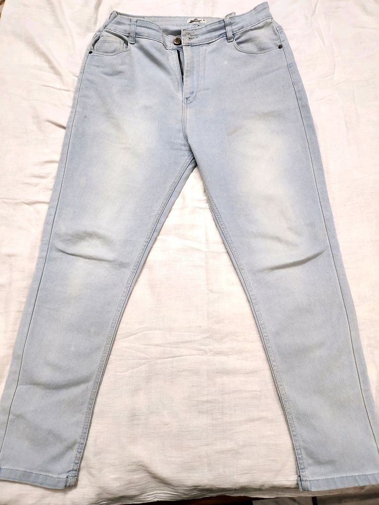 New Ice Blue Shade Trendy Straight Fit Jean Women