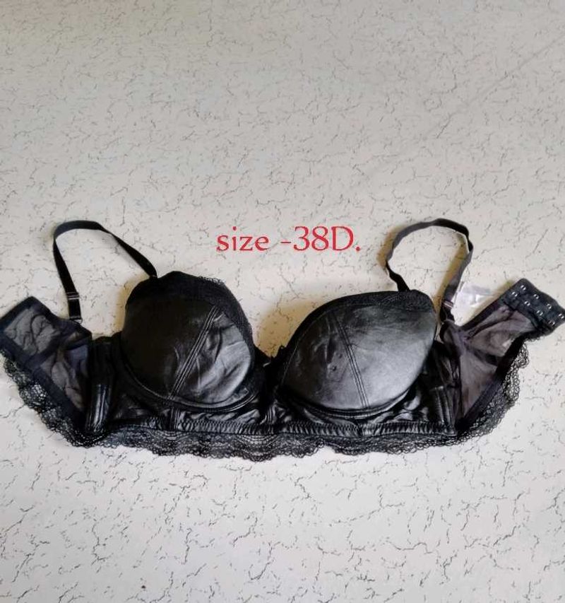 Black Faux Leather Bra