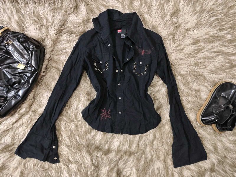 Black Punk Cotton Shirt