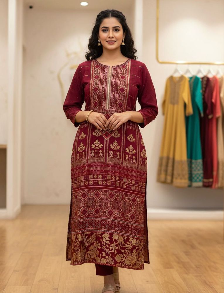 🆕W Maroon Kurta with Stunning Sleeves