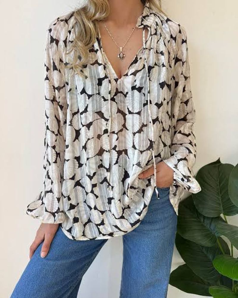 Chic Sheer Print Blouse