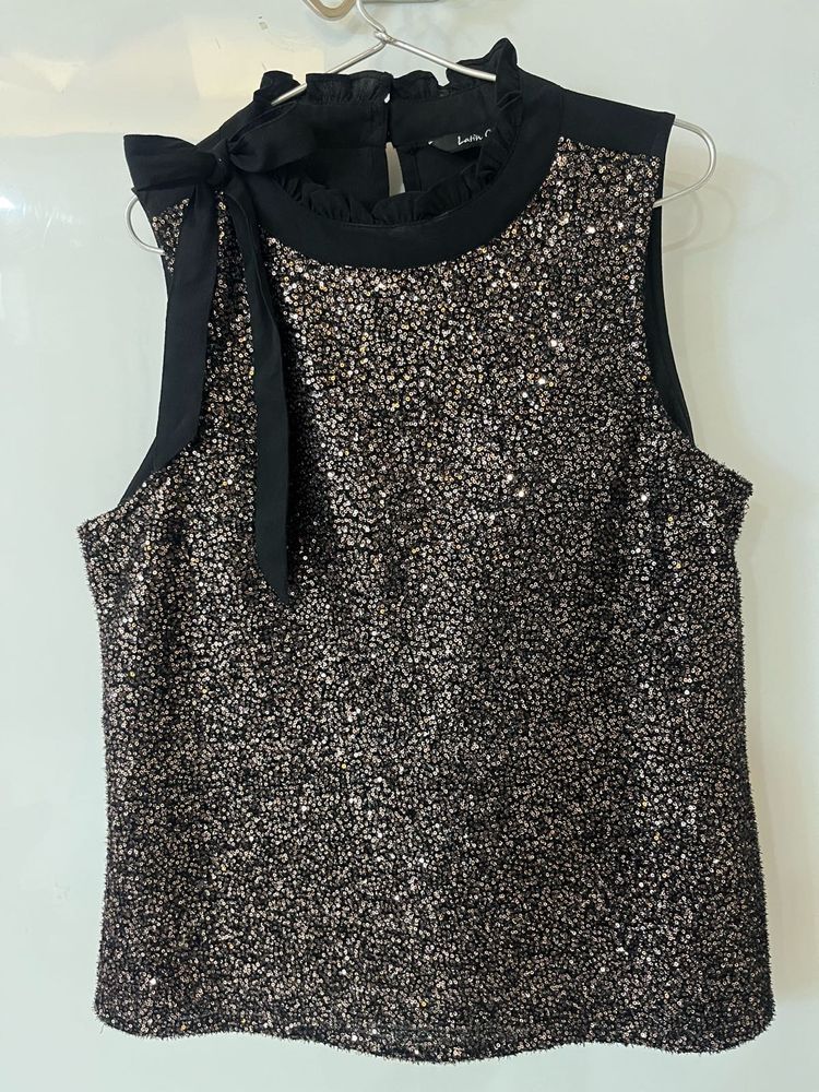 Sparkly Sleeveless Black Top