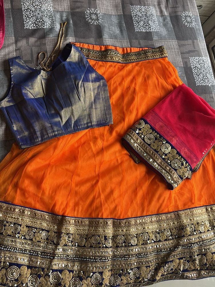 Vibrant Orange Lehenga Choli