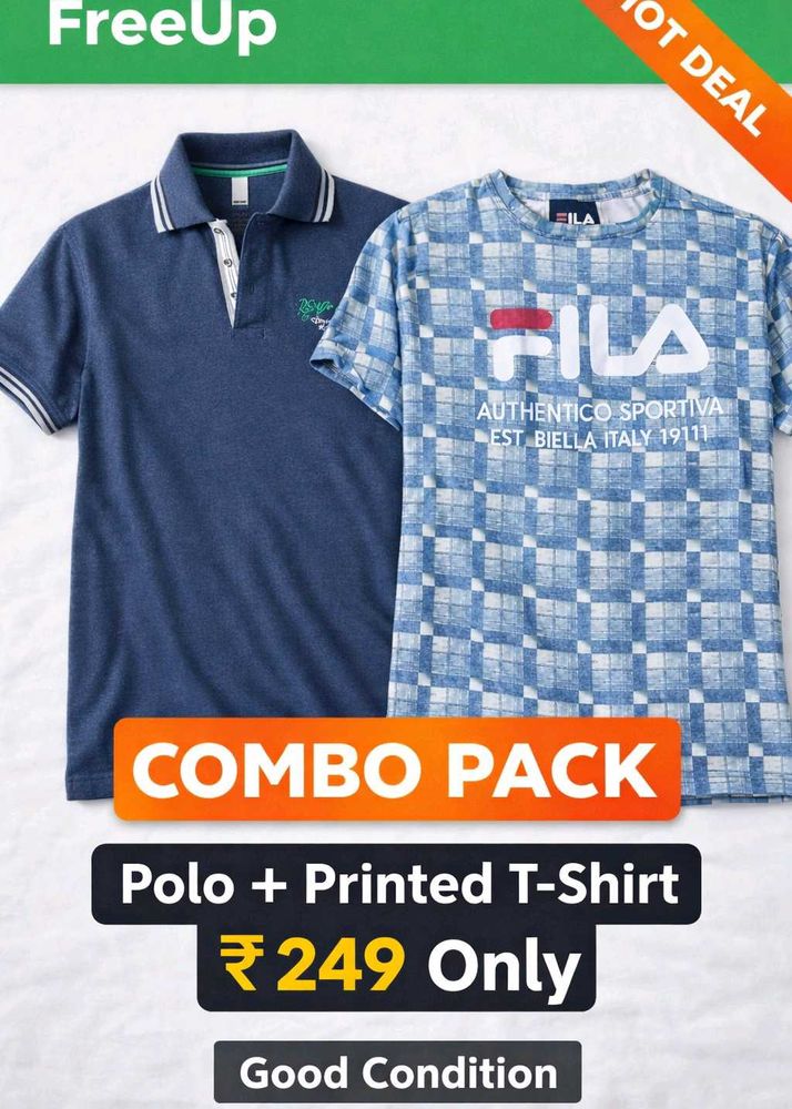 Men's Polo + Printed T-Shirt Combo