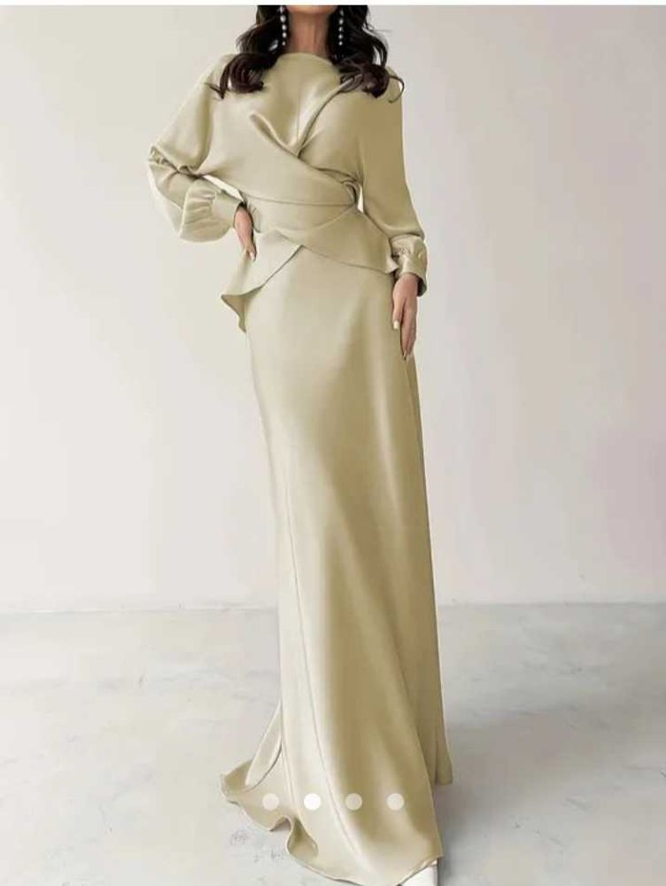 Elegant Satin Wrap Gown