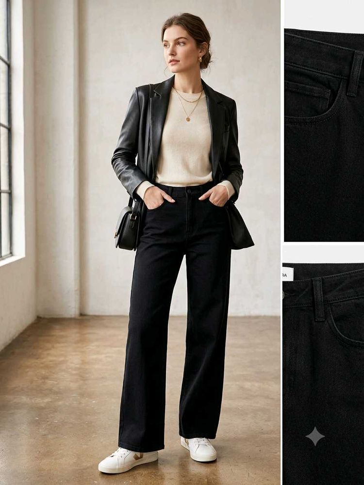 Stylish Black Wide-Leg Jeans