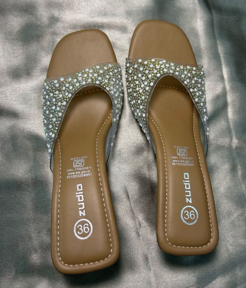 Sparkling Embellished Flat Sandals