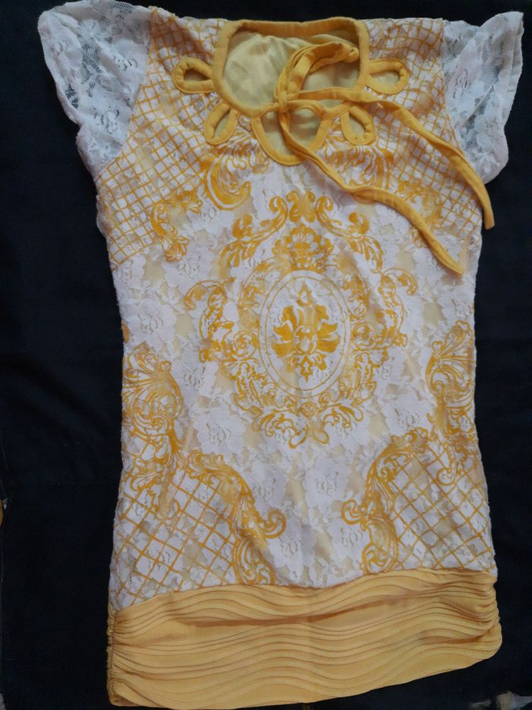 yellow top with net work, size xxs-xs