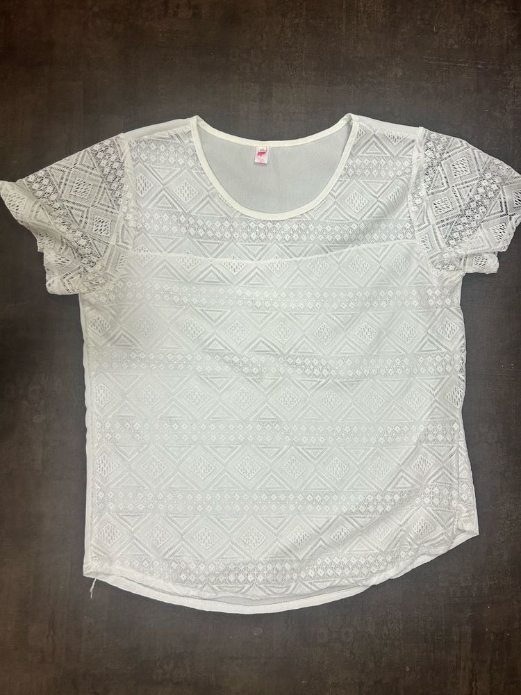 Coquette White Lace Short Sleeve Top