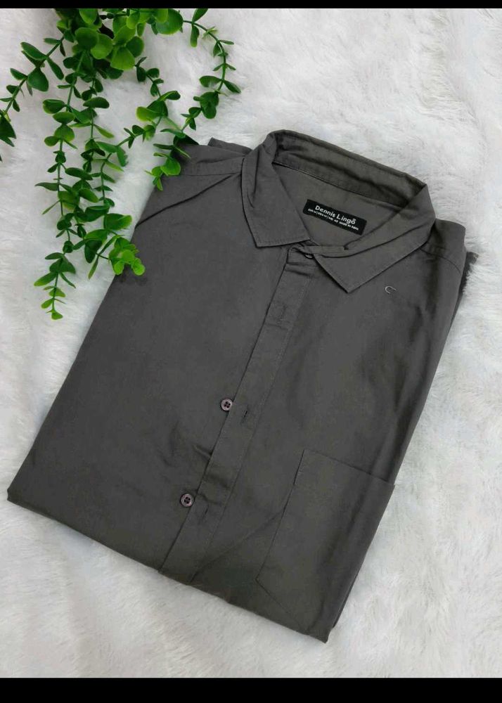 Classic Grey Cotton Men's Shirt