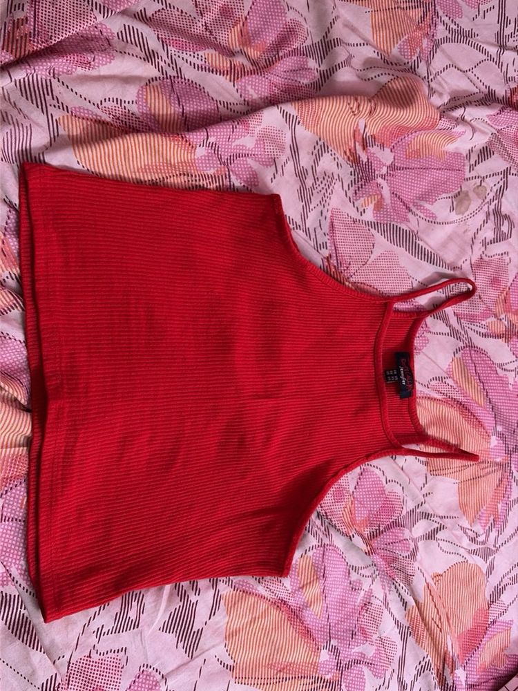 Ribbed Red Crop Top