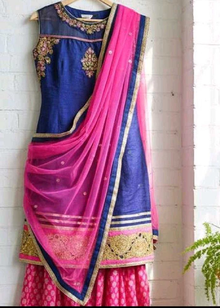 Elegant Blue &amp; Pink Lehenga Choli