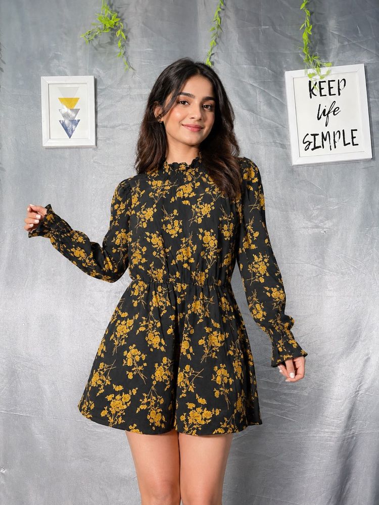 SHEIN Floral Print Long Sleeve Dress