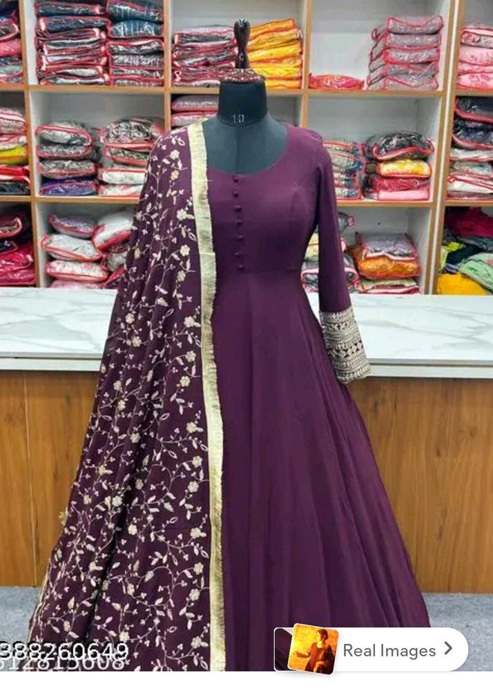 Elegant Purple Anarkali Gown with Dupatta