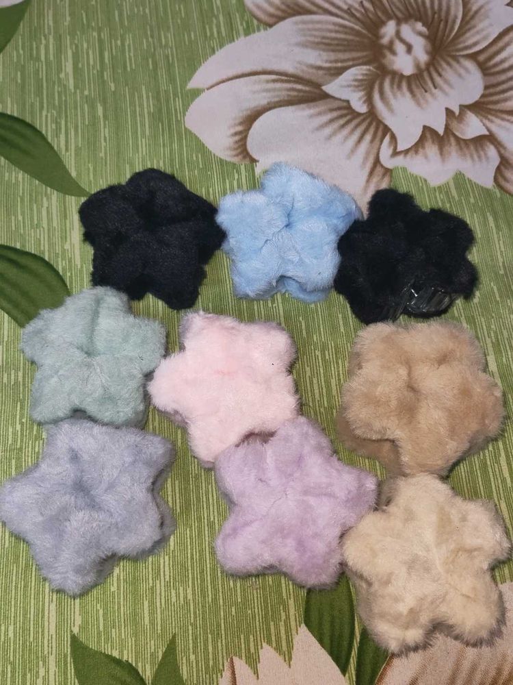 Fuzzy Star Hair Ties