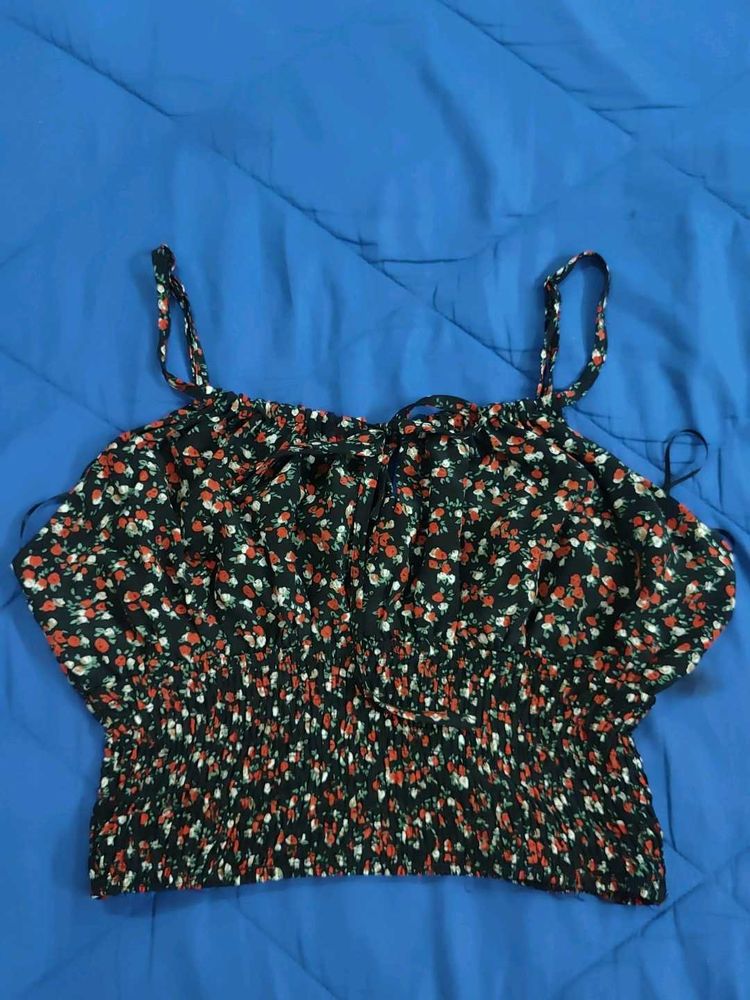 Floral Smocked Crop Top