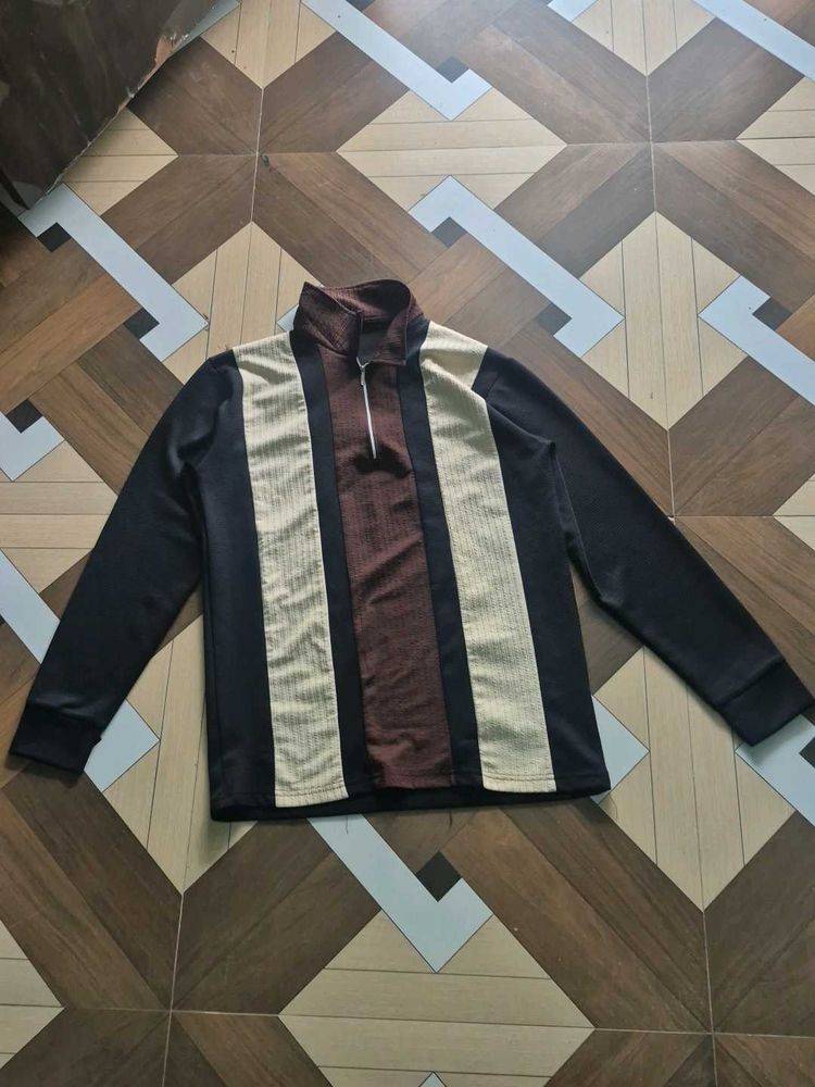Men's Striped Quarter Zip Sweatshirt