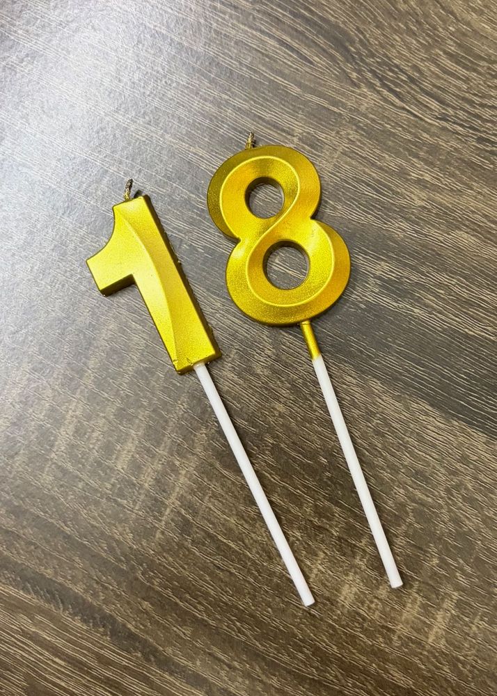 Gold Number 18 Birthday Cake Candles 🕯️✨