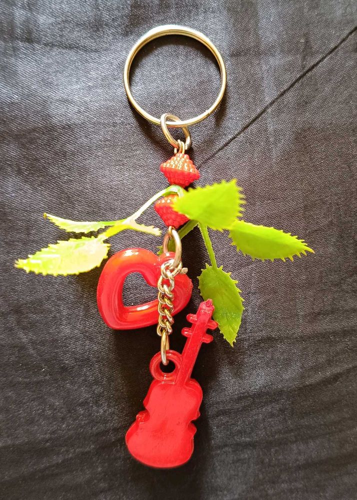 Cute Red Violin Heart Keychain pack of 5