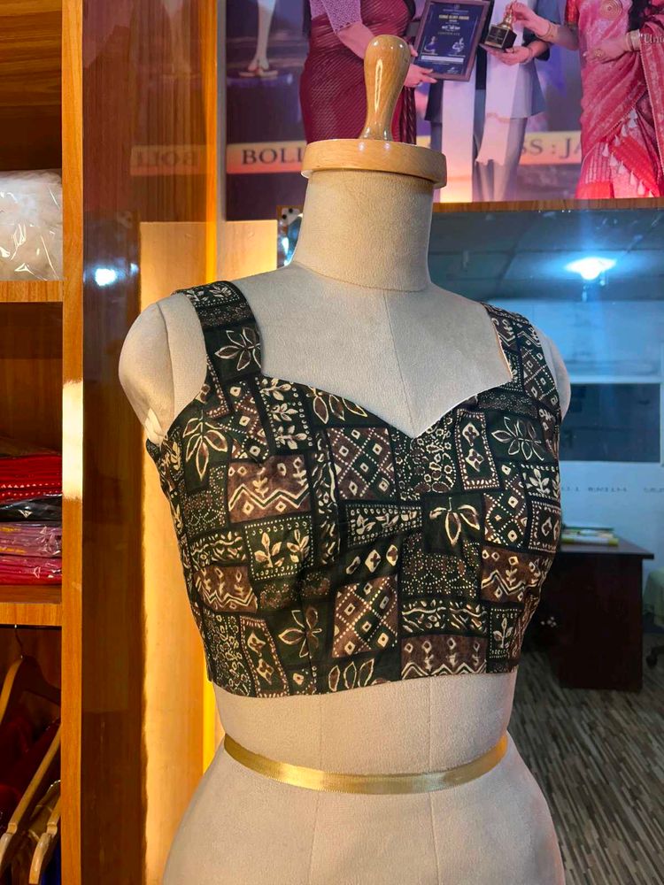 Handmade Cotton Designer Blouse | Dark Green |