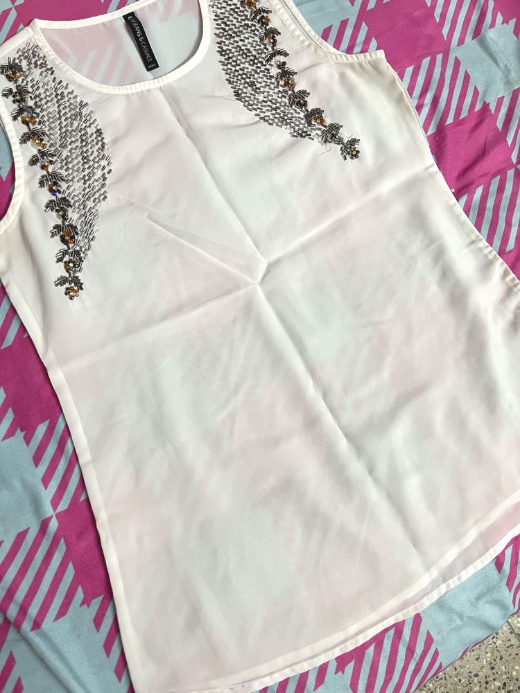 Sleeveless With Pattern Work Top