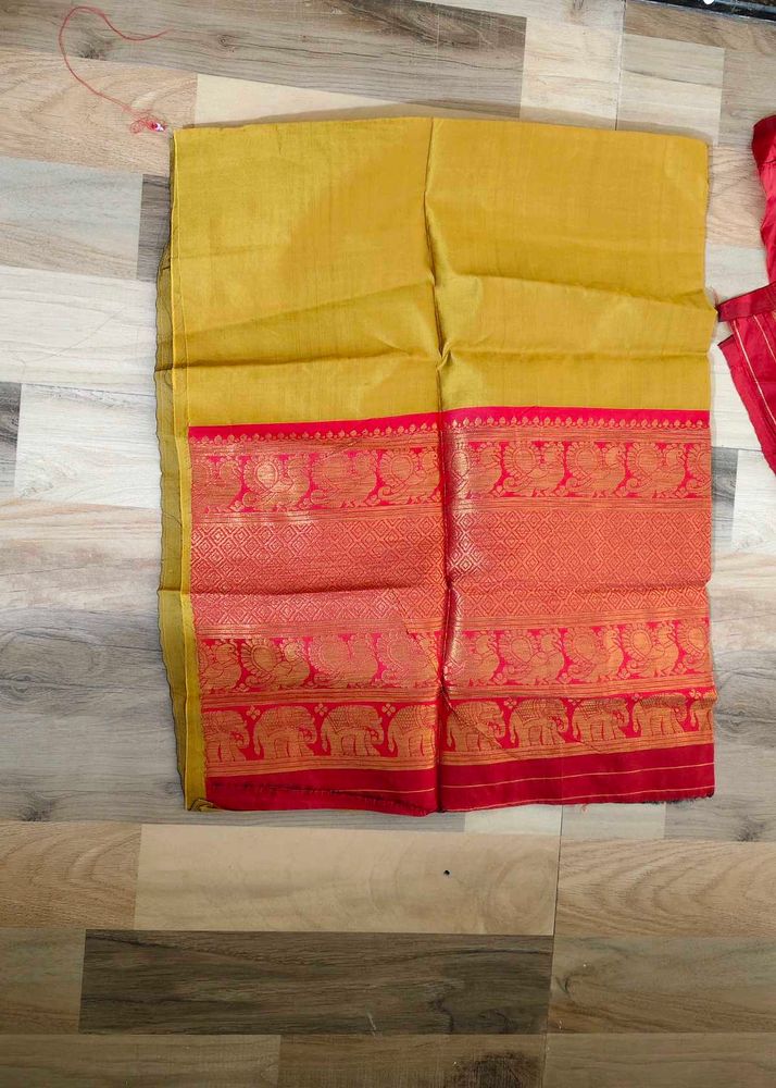 Half Saree Silk Fabric with Intricate Border