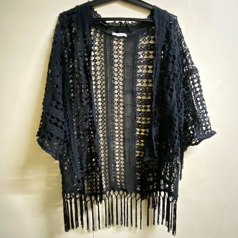 Black Lace Kimono Cover-Up