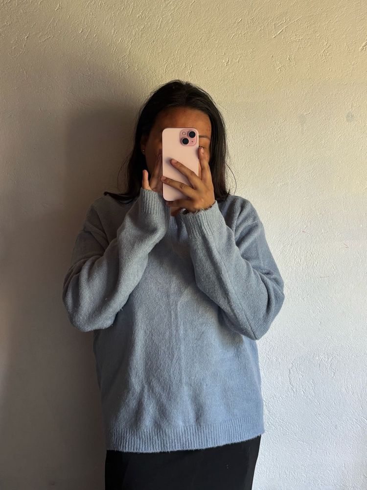 Cozy Blue Knit Sweater