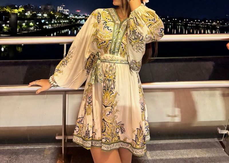 Boho Paisley Print Mini Dress