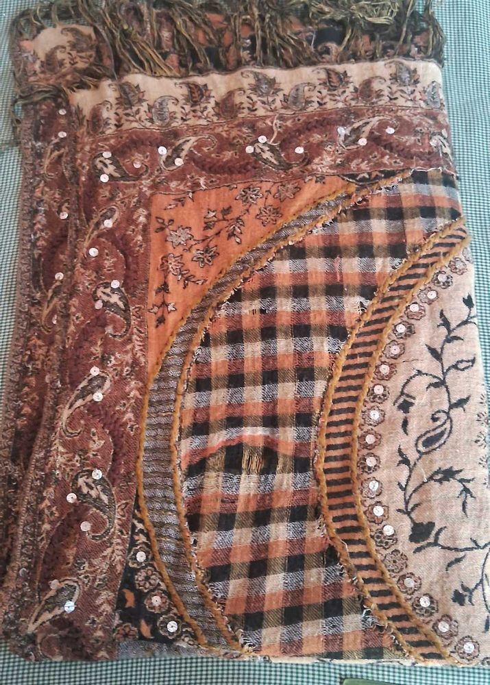 Bohemian Patchwork Scarf with Fringes