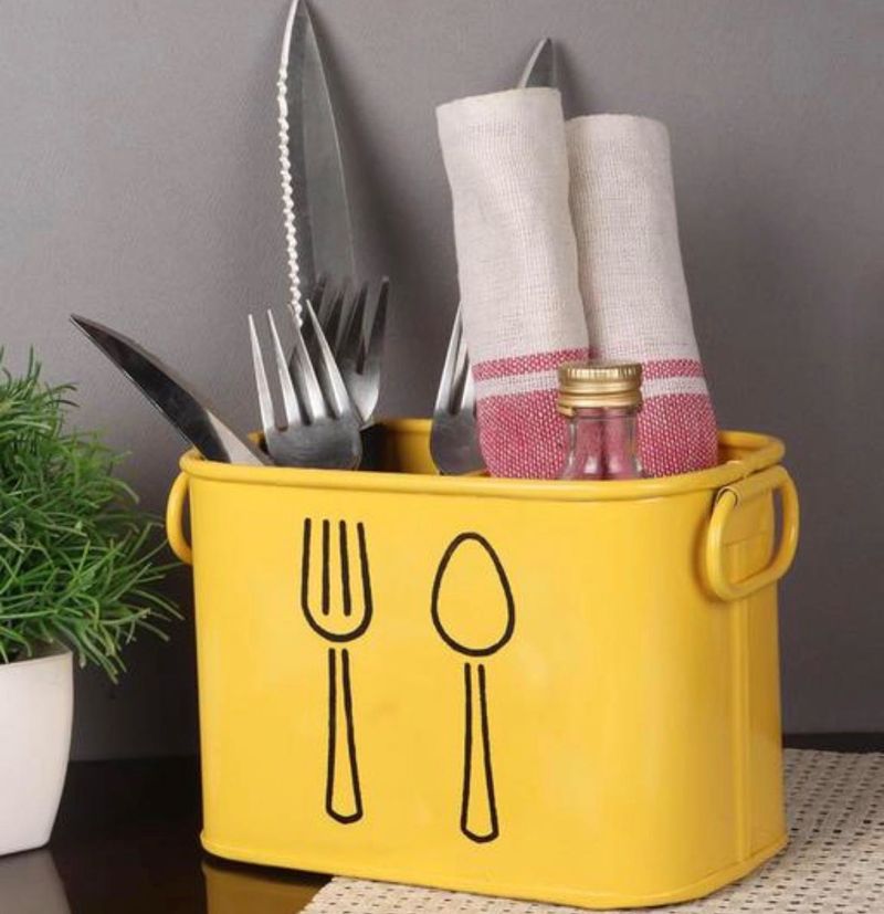Kitchen-Cutlery Holder - Yellow color
