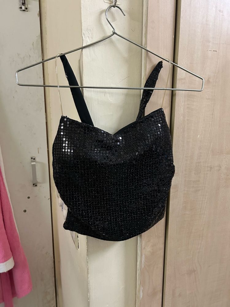 Sparkling Black Sequin Top