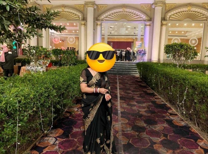 Elegant Black Embroidered Saree