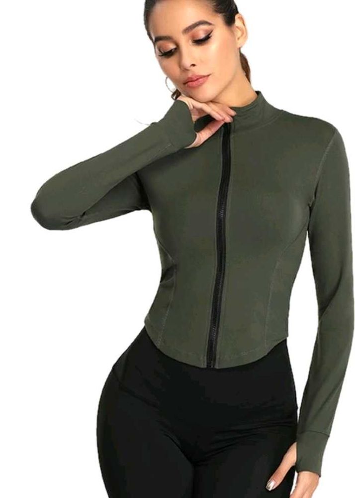 Olive Green Zip-Up Jacket
