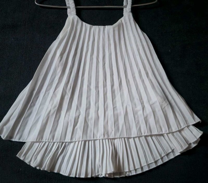 White Pleated Flowy Top