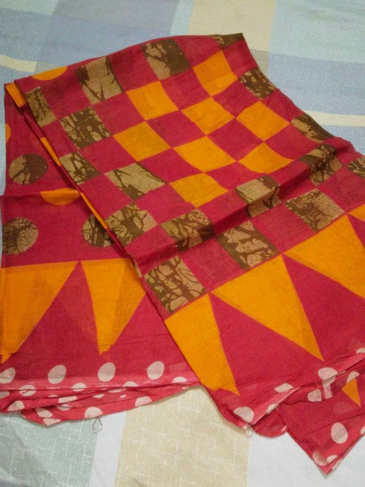 Vibrant red and Orange Saree