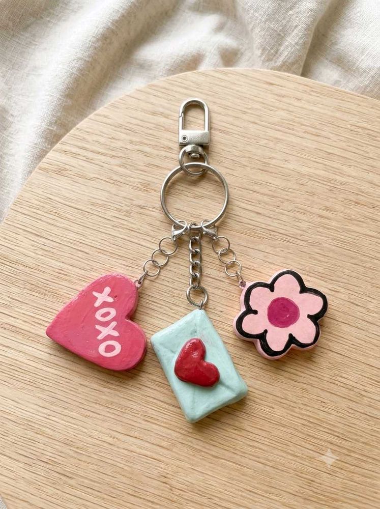 Cute Heart, Envelope &amp; Flower Keychain