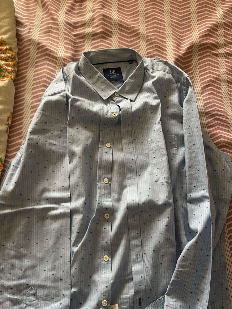 Men's Light Blue Striped Casual Shirt
