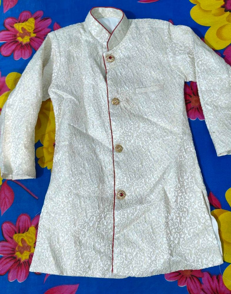 Boy's Cream Jacquard Kurta