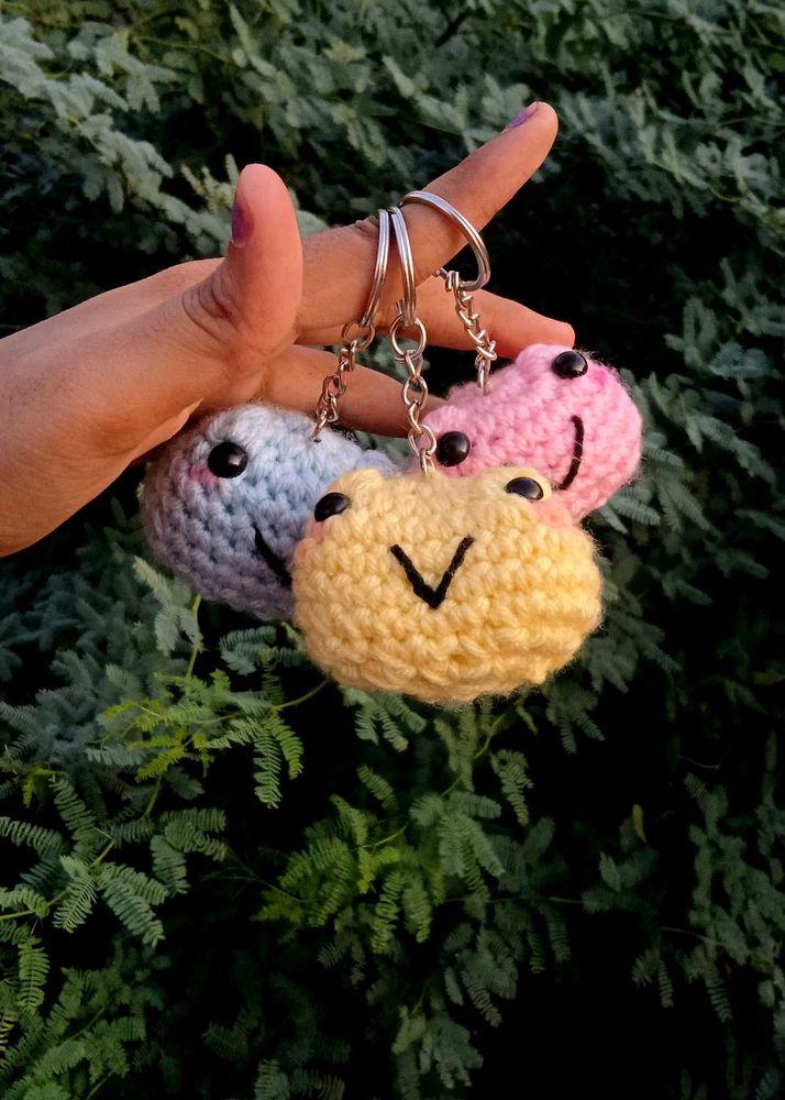 Cute Crochet Frog Keychain Set