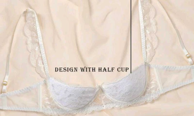 White Lace Bra (half Cup Design)