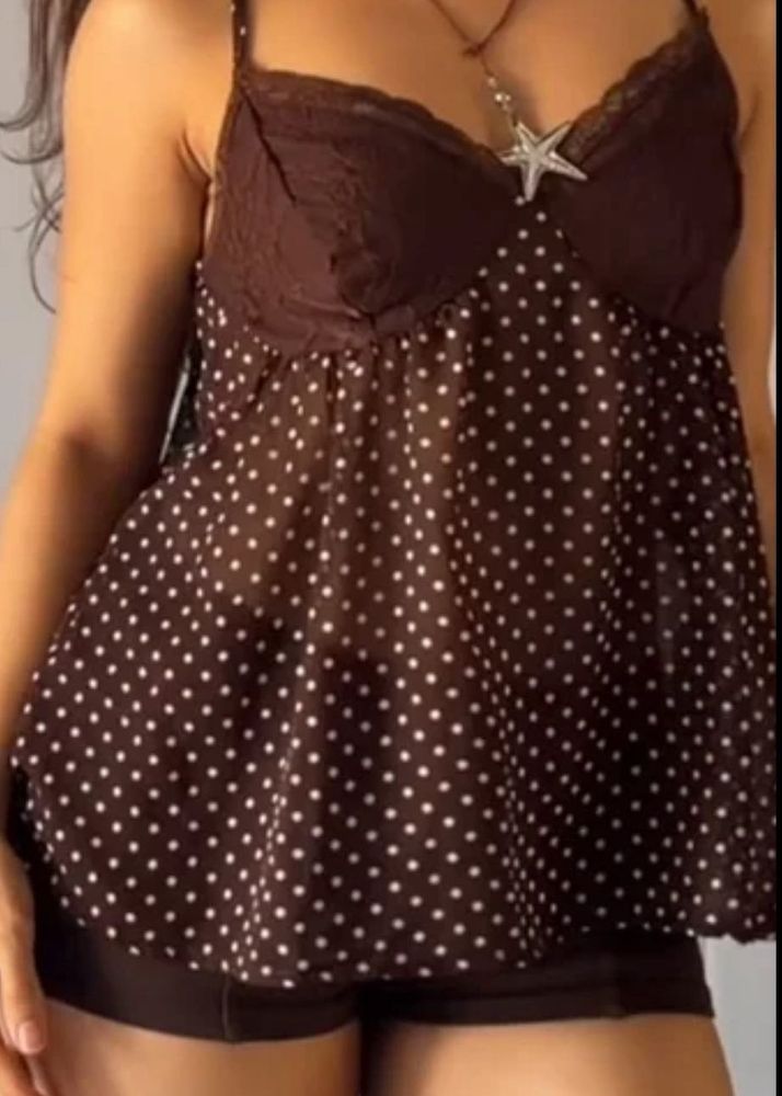 Polka dot savana brown top