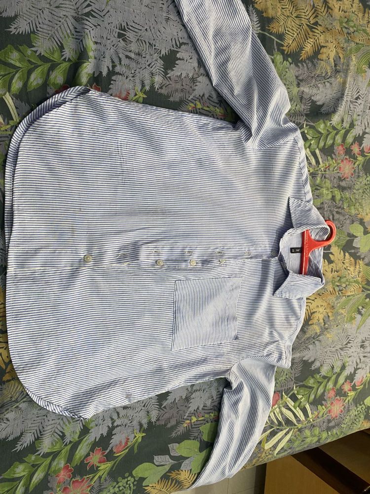 Blue Striped Button-Up Shirt